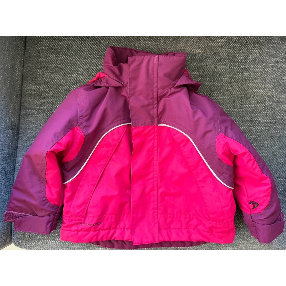 Lands' End Winter Coat Girls Wind and Water Proof Pink/Burgundy Size 2T